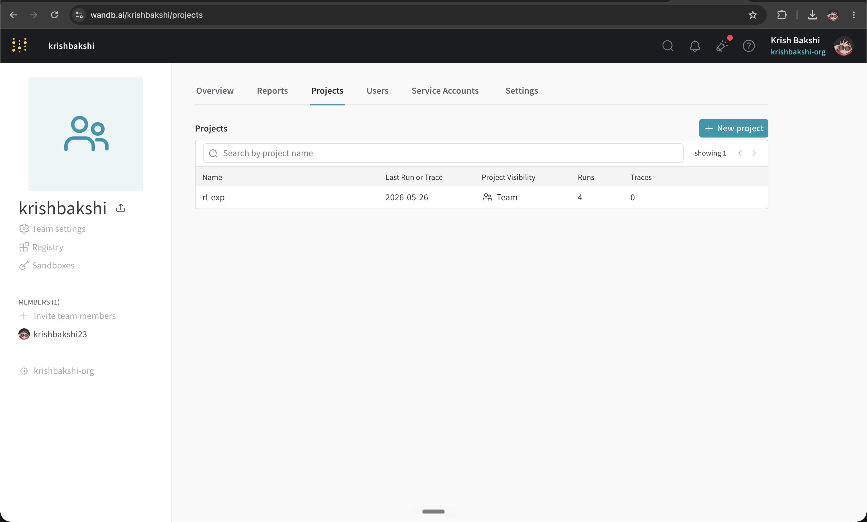 My W&B Dashboard
